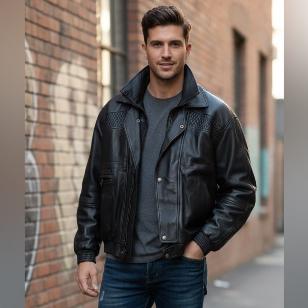 🔥 Take 50% OFF- Scorpio USA Double Collar Black Faux Leather Jacket, Size-…